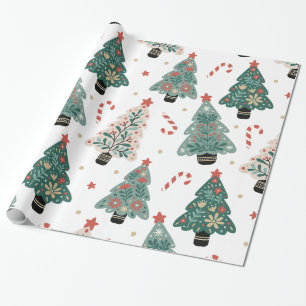 Vintage Christmas Tree Wrapping Paper