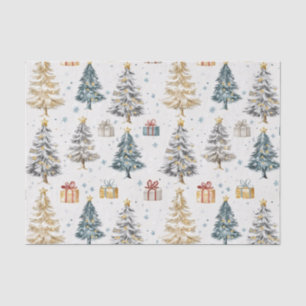 Vintage Christmas Trees Elegant Tissue Paper