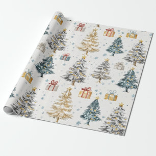 Vintage Christmas Trees Elegant Wrapping Paper