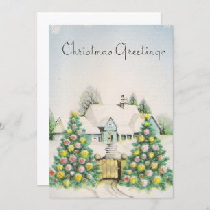 Vintage Christmas Trees Home Holiday Card