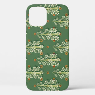 Vintage Christmas Trees Illustration Pattern iPhone 12 Case