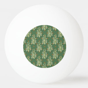 Vintage Christmas Trees Illustration Pattern Ping Pong Ball