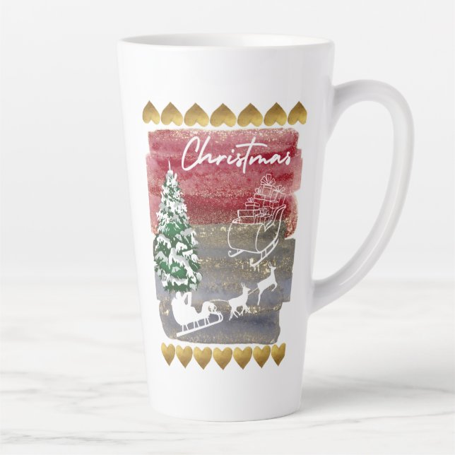 Vintage Christmas trees  Latte Mug (Right)