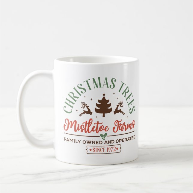 Vintage Christmas Trees Sign Coffee Mug (Left)