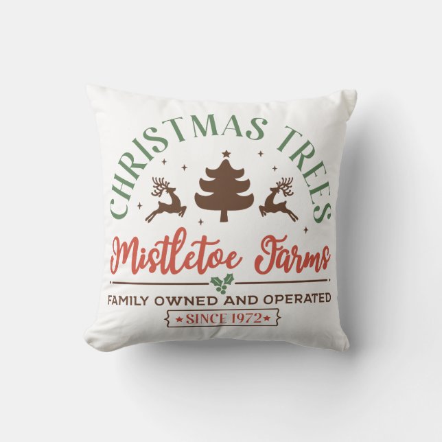 Vintage Christmas Trees Sign Cushion (Front)