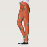 Vintage Christmas Trees & Tigers Pattern On Orange Leggings<br><div class="desc">This vintage,  colourful,  cartoon-style Christmas tree pattern with a customisable background gives you the option to change the orange background colours.
Christmas,  trees,  Christmas animals,  and other Christmas symbols.</div>