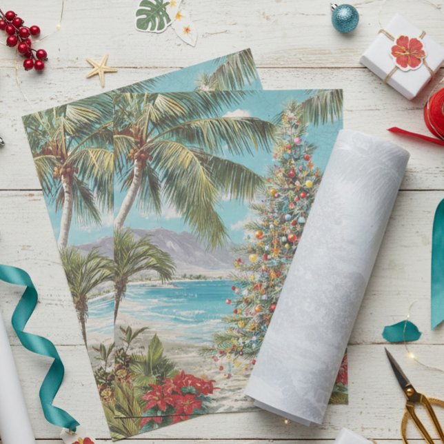 Vintage Christmas Tropical Beach Palm Tree Tissue Paper (Creator Uploaded)