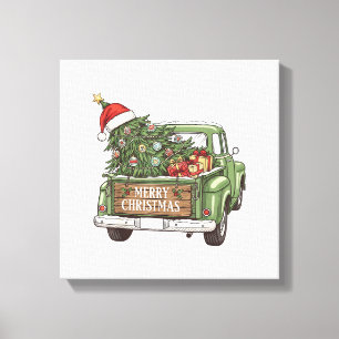 Vintage Christmas Truck Merry Christmas Men Women Canvas Print
