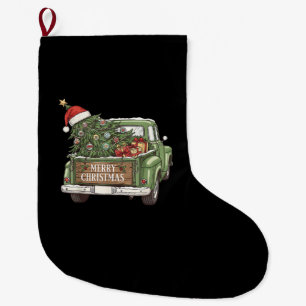 Vintage Christmas Truck Merry Christmas Men Women  Large Christmas Stocking