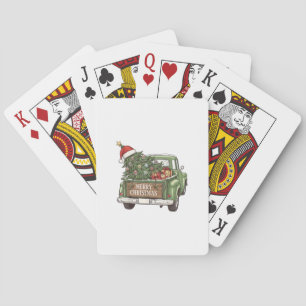 Vintage Christmas Truck Merry Christmas Men Women Playing Cards