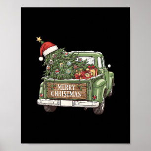 Vintage Christmas Truck Merry Christmas Men Women Poster