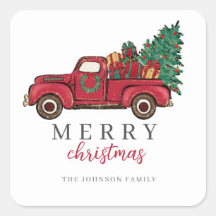 Vintage Christmas Truck Stickers