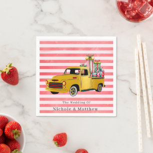 Vintage Christmas Truck Wedding Napkin
