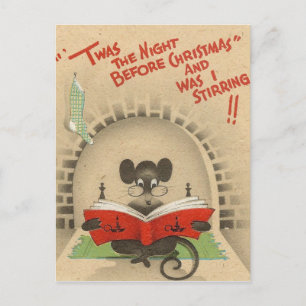 Vintage Christmas twas the night before mouse Postcard