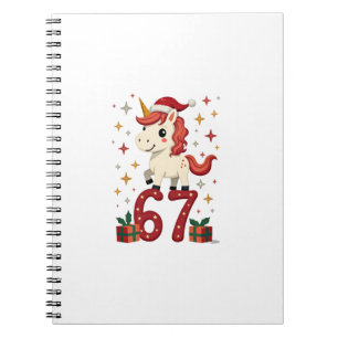 Vintage Christmas Unicorn 67 Cute Holiday Dabbing Notebook