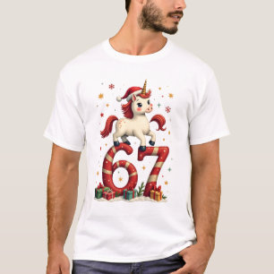 Vintage Christmas Unicorn 67 Cute Holiday Dabbing  T-Shirt