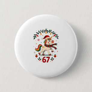 Vintage Christmas Unicorn 6th Birthday Dabbing Gir 6 Cm Round Badge