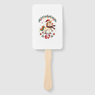 Vintage Christmas Unicorn 6th Birthday Dabbing Gir Hand Fan