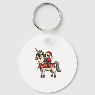 Vintage Christmas Unicorn and Dog Ugly Sweater Sty Key Ring
