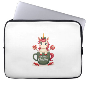 Vintage Christmas Unicorn in Merry Christmas Mug C Laptop Sleeve