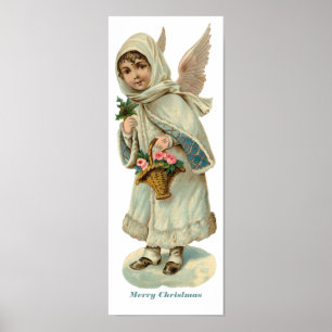 Vintage Christmas Victorian Angel Girl Poster