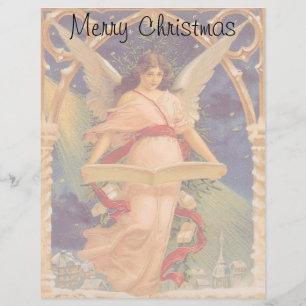 Vintage Christmas, Victorian Angel Reading Bible
