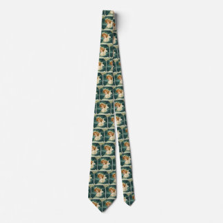 Vintage Christmas, Victorian Angel with Gold Stars Tie
