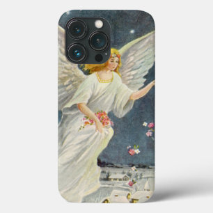 Vintage Christmas Victorian Angel with Stars Roses iPhone 13 Pro Case