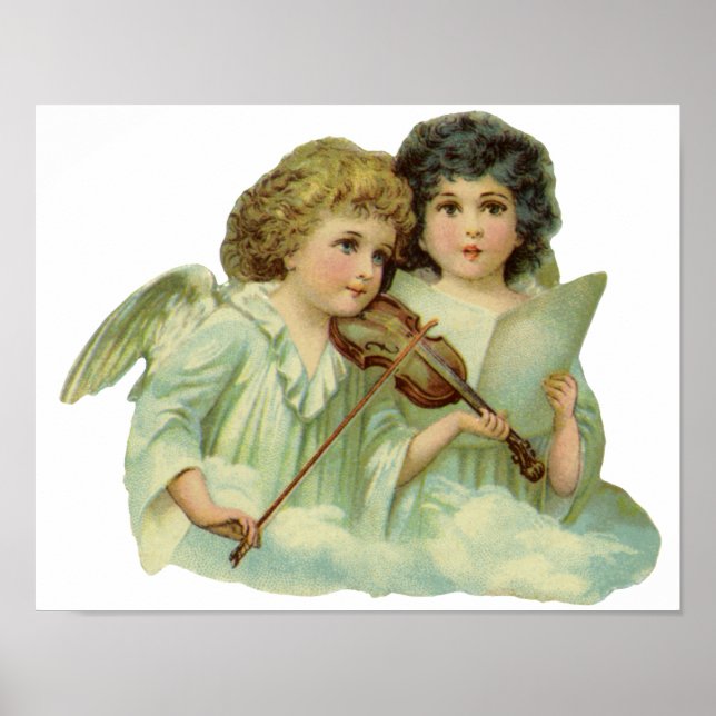 Vintage Christmas, Victorian Angels Music Violin Poster (Front)
