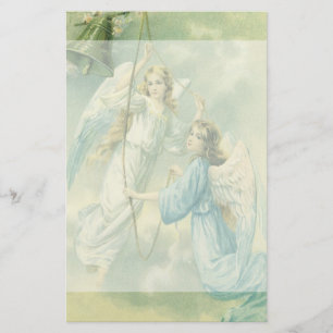 Vintage Christmas, Victorian Angels with a Bell Stationery