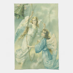 Vintage Christmas, Victorian Angels with a Bell Tea Towel