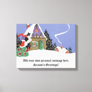 Vintage Christmas, Victorian Couple Going to Party Canvas Print