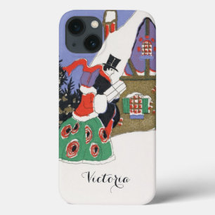 Vintage Christmas, Victorian Couple Going to Party iPhone 13 Case