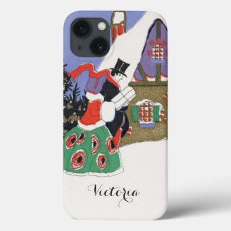 Vintage Christmas, Victorian Couple Going to Party iPhone 13 Case