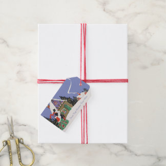 Vintage Christmas, Victorian Couple Going to Party Gift Tags