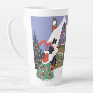 Vintage Christmas, Victorian Couple Going to Party Latte Mug