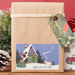 Vintage Christmas, Victorian Couple Going to Party Rectangular Sticker