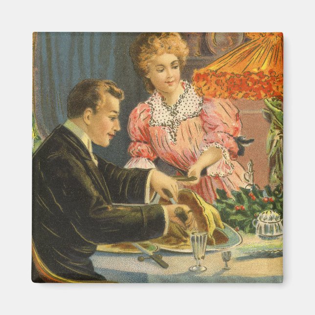 Vintage Christmas, Victorian Family Dinner Magnet (Front)