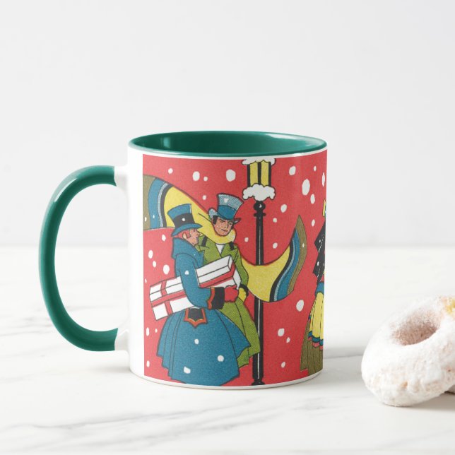 Vintage Christmas, Victorian Family Mug (With Donut)