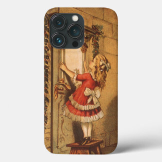 Vintage Christmas Victorian Girl Hanging a Garland iPhone 13 Pro Case