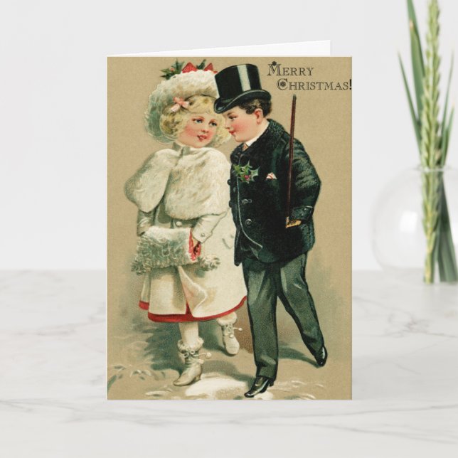 Vintage Christmas Victorian Greeting Card (Front)