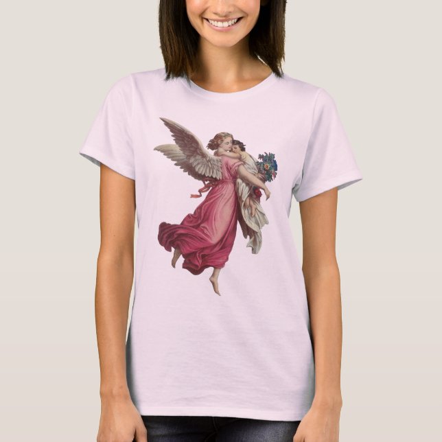 Vintage Christmas, Victorian Guardian Angel T-Shirt (Front)