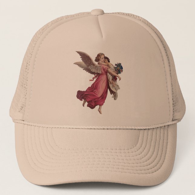 Vintage Christmas, Victorian Guardian Angel Trucker Hat (Front)