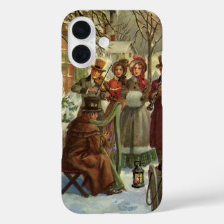 Vintage Christmas, Victorian Musicians Caroling iPhone 16 Case
