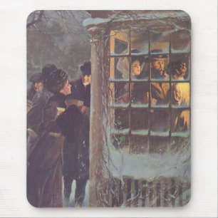 Vintage Christmas, Victorian People at a Party Mouse Pad