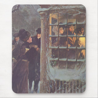 Vintage Christmas, Victorian People at a Party Mouse Pad