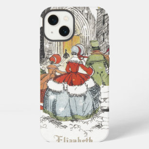 Vintage Christmas, Victorian People at Church iPhone 13 Case