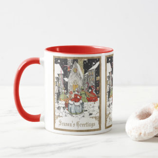 Vintage Christmas, Victorian People at Church Mug