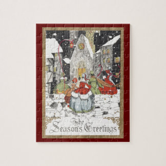 Vintage Christmas Victorian People Going to Church Jigsaw Puzzle