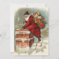 Vintage Christmas Victorian Saint Nicholas on Roof